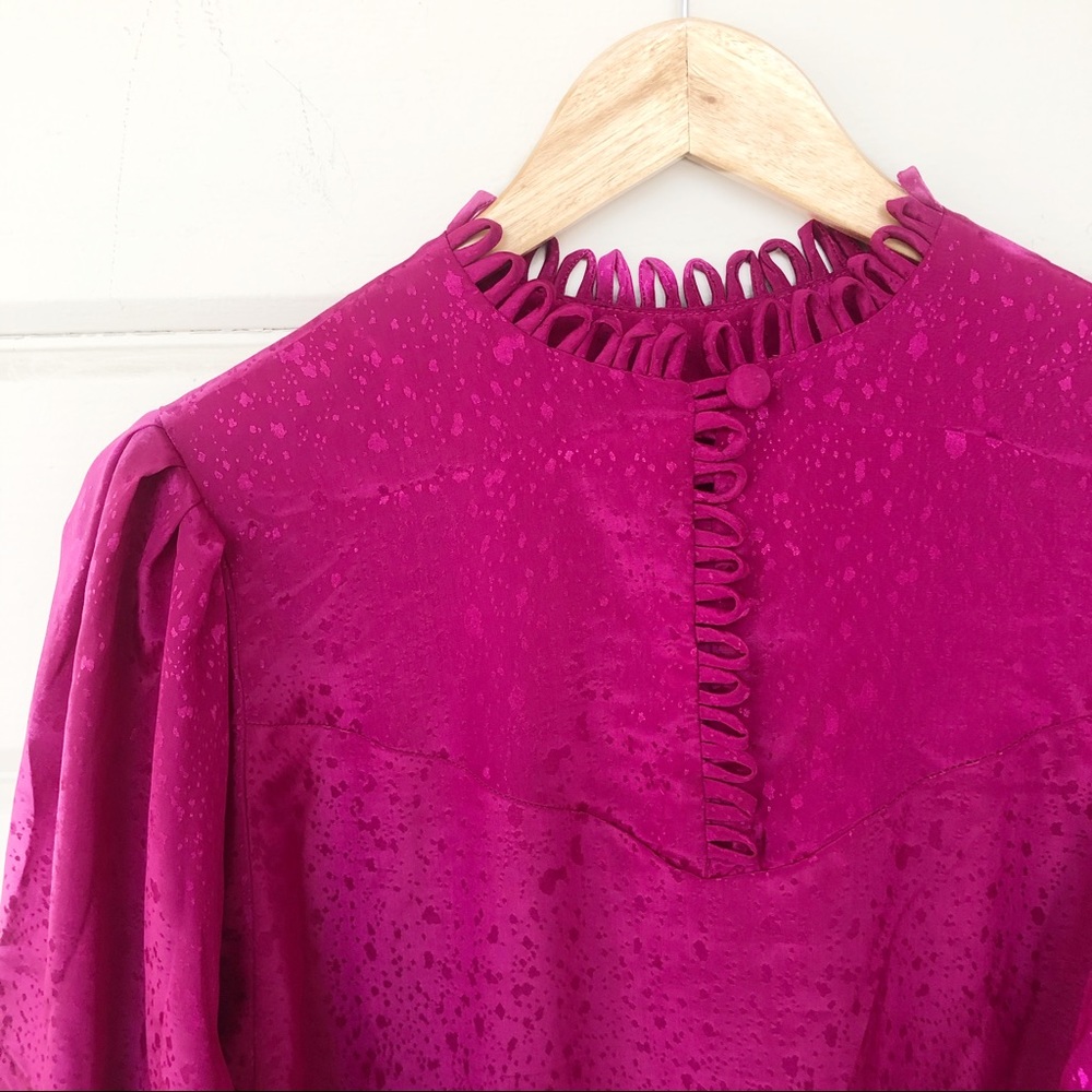 Vintage Hot Pink Mandarin Inspired Midi Dr…